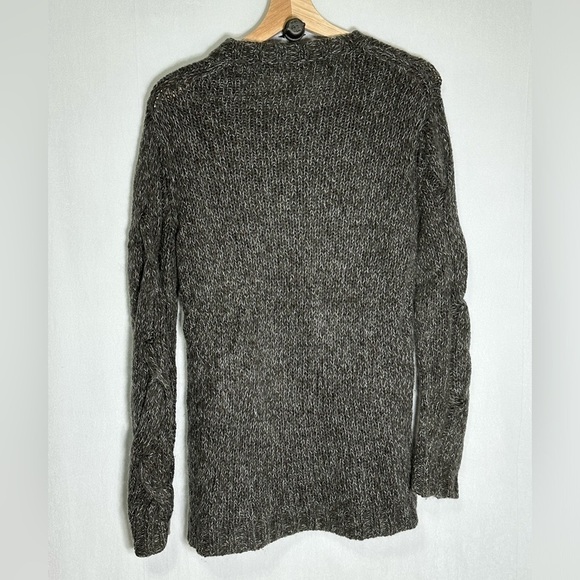 Theory Bramsy Airmix Wool Mohair Cable Knit Braided Sweater Melange Grey - small - Picture 5 of 7
